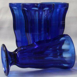 Cobalt Blue Tulip Sundae Glasses | Vintage Anchor Hocking Parfait Malt Milkshake